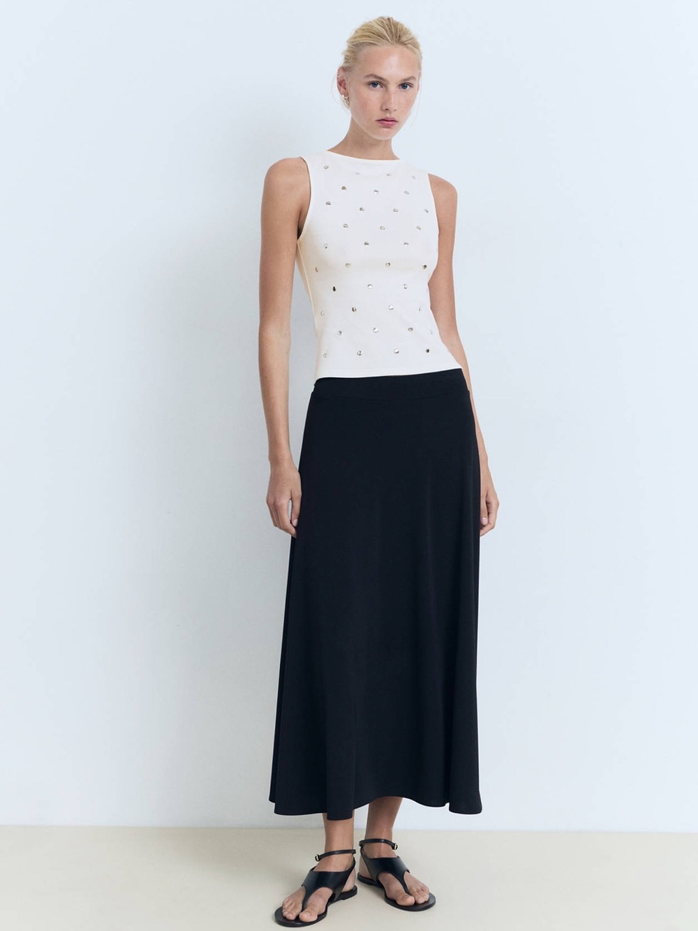 Mango NWT COTTON STUDDED TOP - Picture 3 of 10